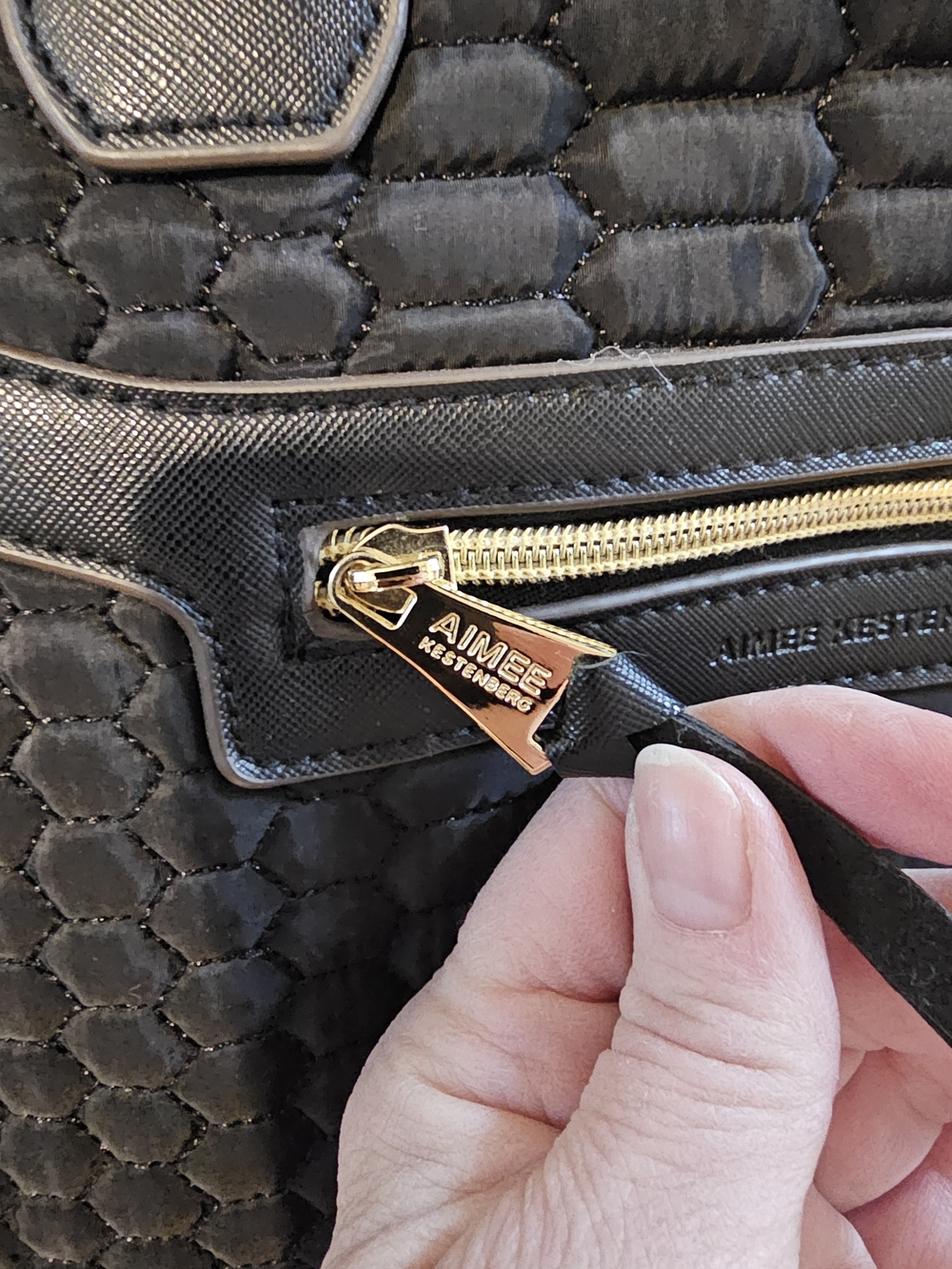Aimee Kestenberg Black Quilted Tote with Gold Trim - Picture 4 of 16